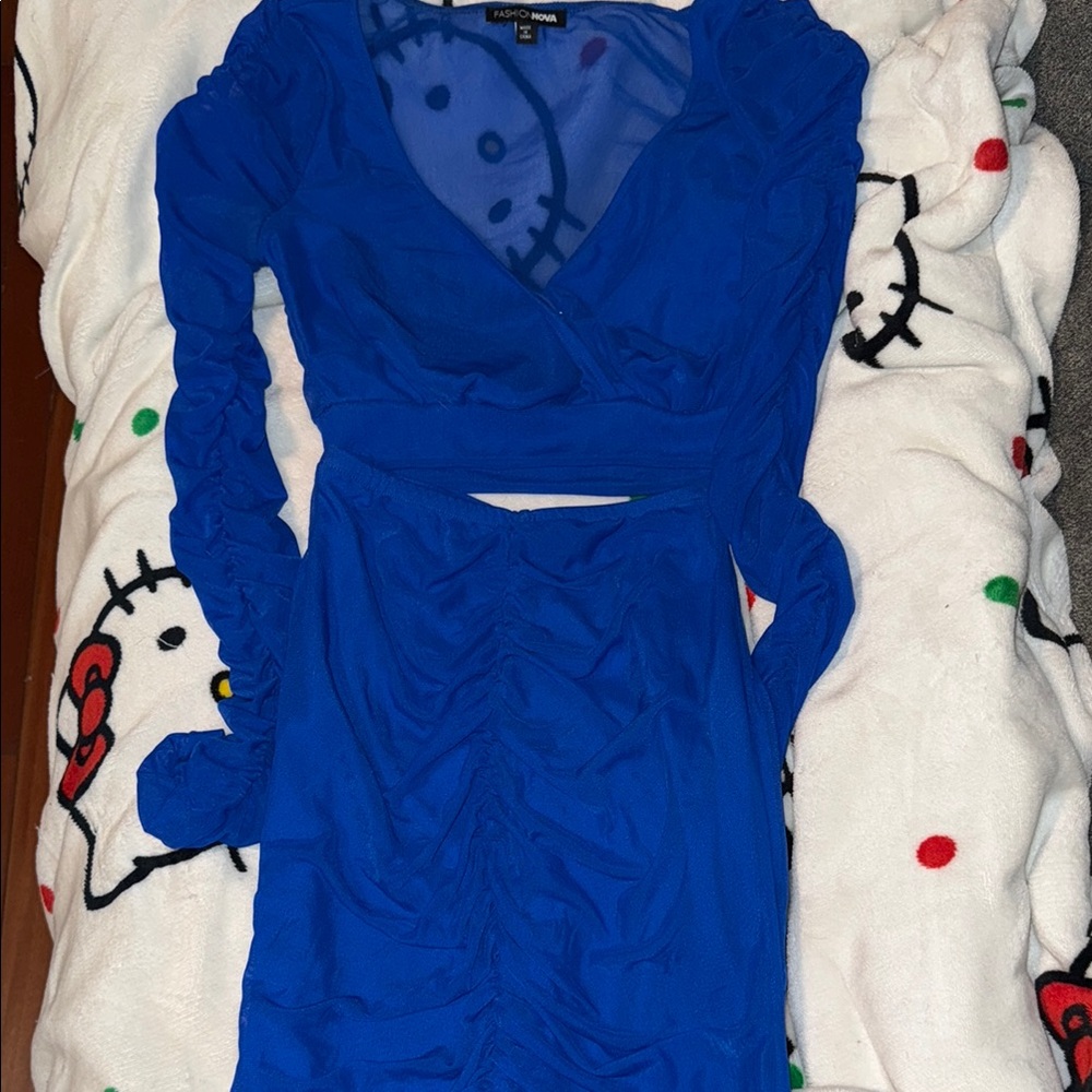 Fashion Nova Blue Cut Out 2  piece outfit